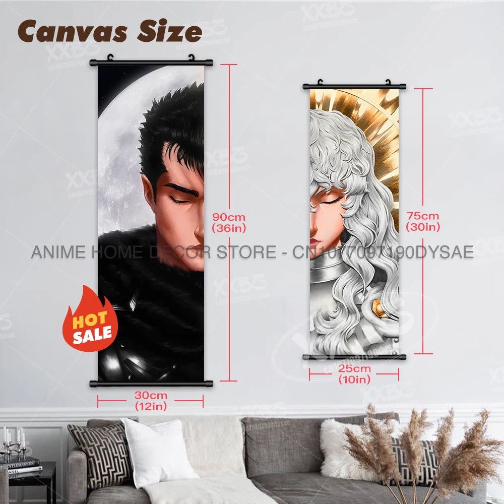 Berserk Poster Black Swordsman Wall Artwork Scrolls Anime Home Decoration