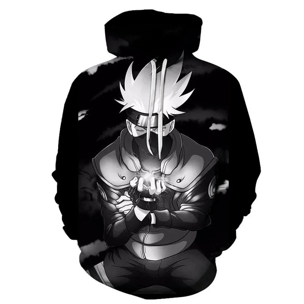 Naruto 3D Printed Kakashi Hoodie – Men’s Short Sleeve Hip Hop Streetwear Sweatshirt
