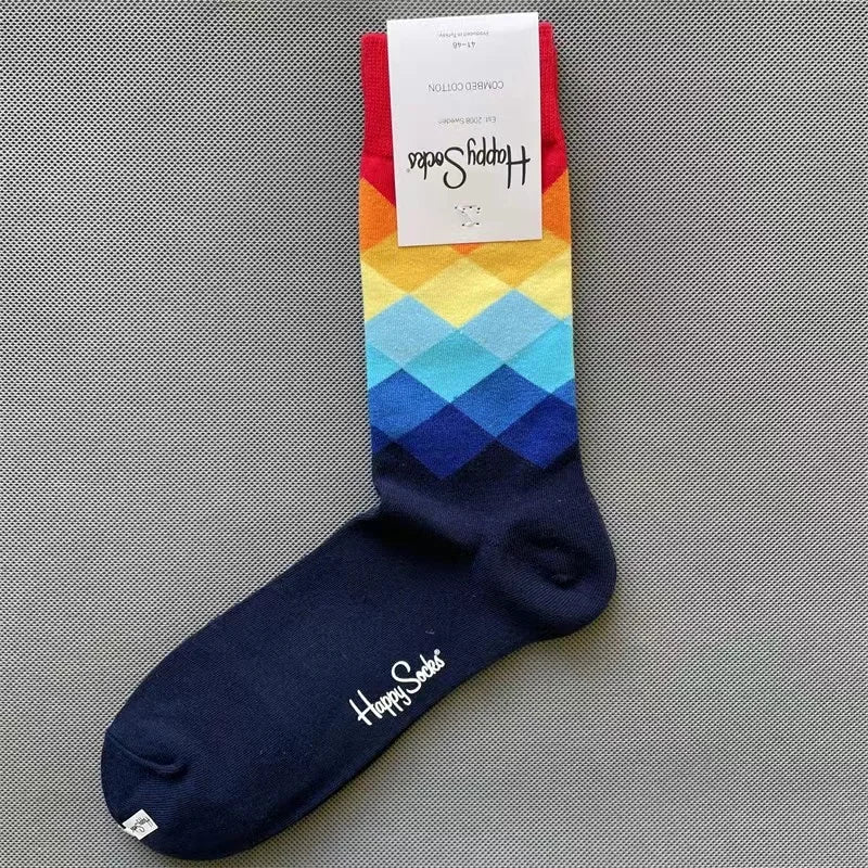 Diamond Check Happy Socks für Herren – Geometrische Sportsocken aus Baumwolle (Größe 41–46)