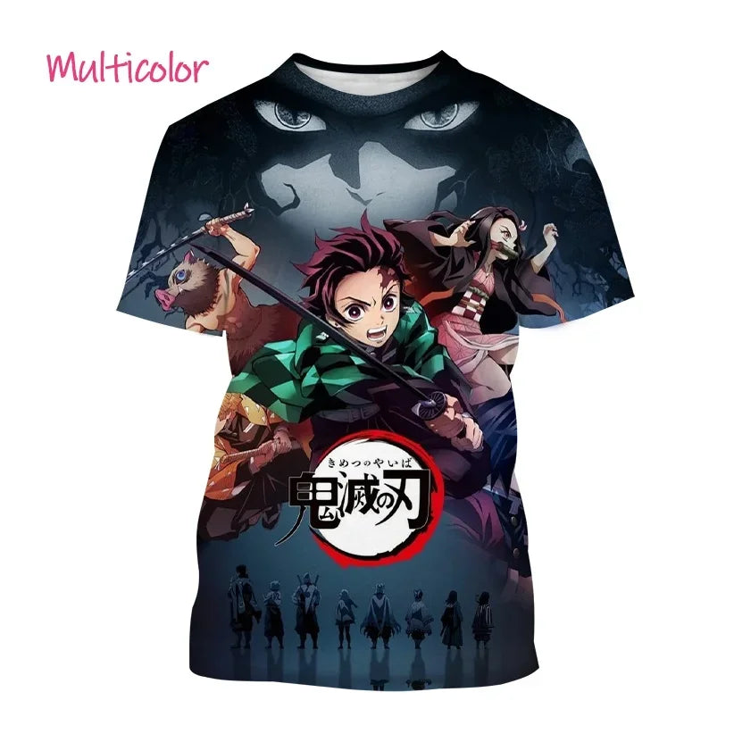 Demon Slayer Kamado Tanjirou T-Shirt 3D Printed Personality Round Neck
