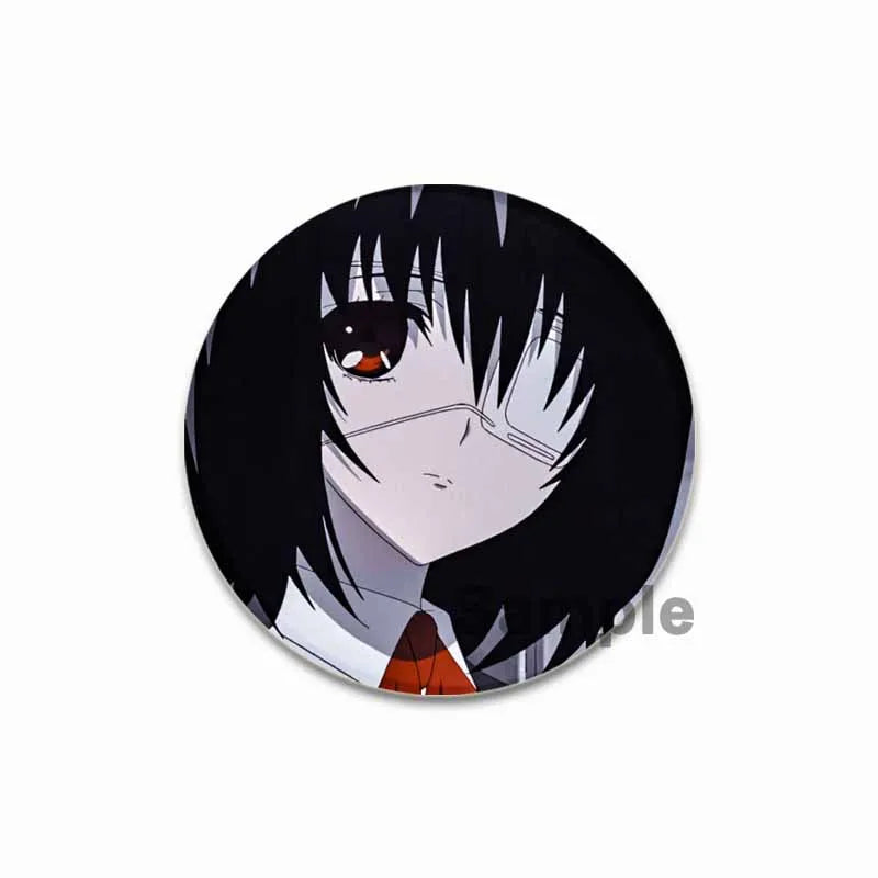 Anime Another Cartoon Character Mei Misaki Anstecknadel, kreative runde Brosche für Rucksack-Accessoires, Geschenke, 32/44/58 mm Größe