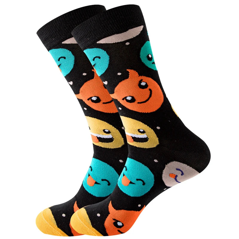 Neuartige Baumwollsocken mit Cartoon-Motiv für Herren 2023 Boxing Dollars Schachbretter Tier Große Größe Lange Socken