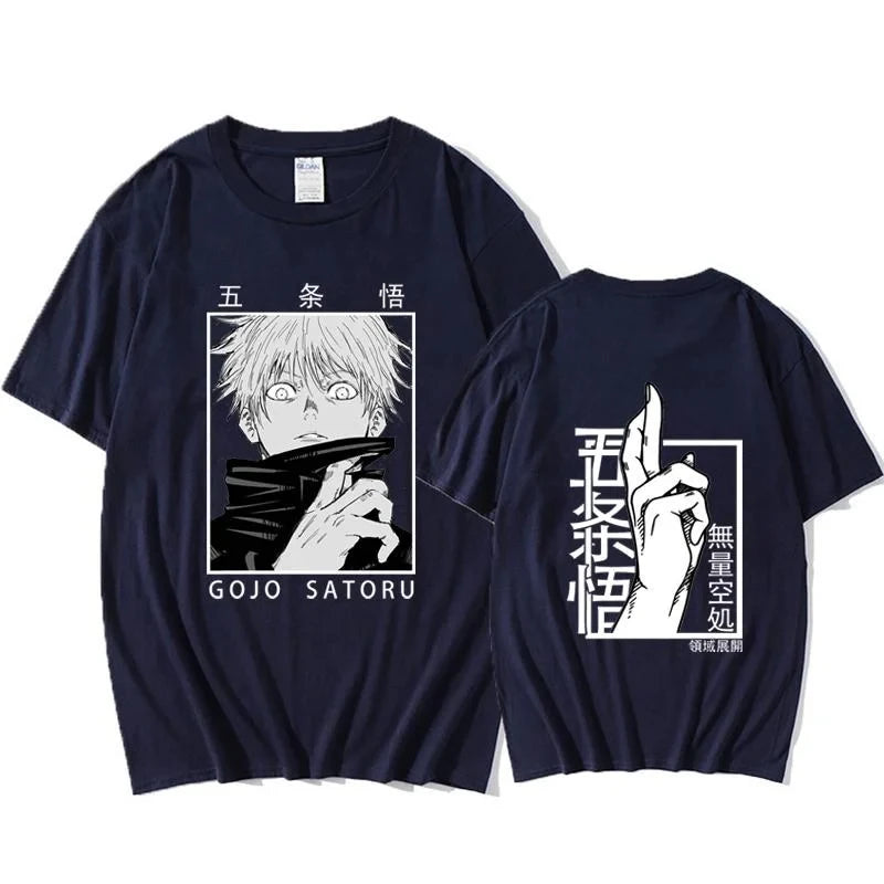 Anime Gojo Satoru Printed T-Shirt Loose Fit Y2K Harajuku Top