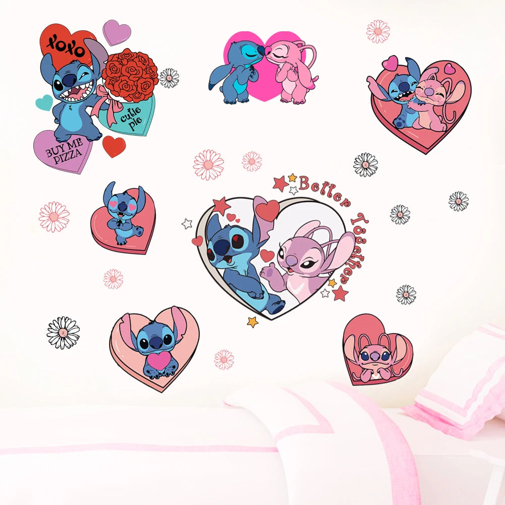 Cartoon Lilo & Stitch Regenbogen Wandaufkleber für Kinderzimmer Wanddekoration Animiertes Poster