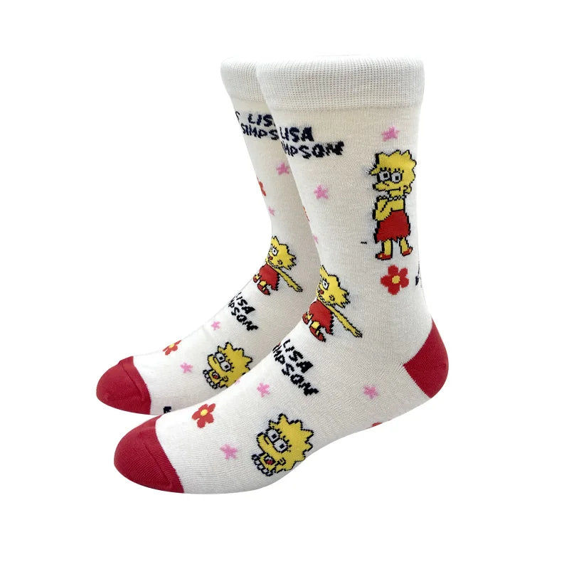 1 Pair The Simpsons Harajuku Socks – Cartoon Middle Tube Cotton for Men & Women