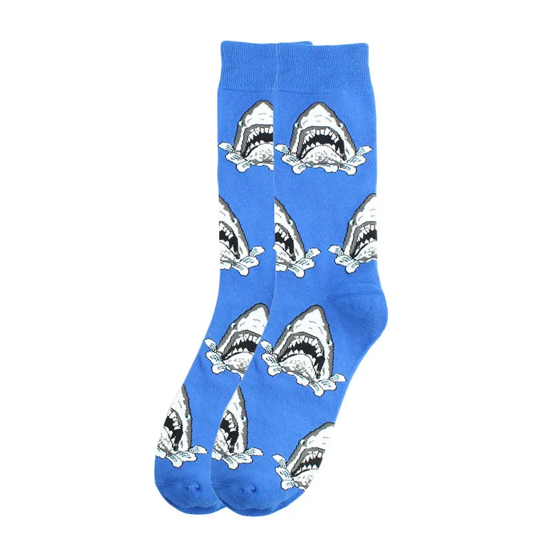 Stylische Baumwollsocken farbige Rollschuhsocken Haifischgeometrie
