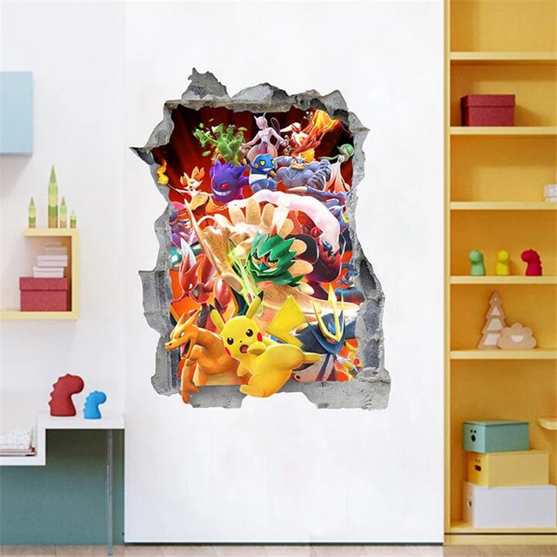 Cartoon Pikachu 3D Wandaufkleber für Kinder Wanddekoration