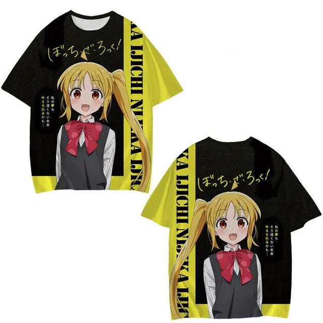 Anime Manga Bocchi The Rock 3D Print T-Shirt Unisex Short Sleeve Oversized Streetwear for Men Women Kids Fashion Clothing