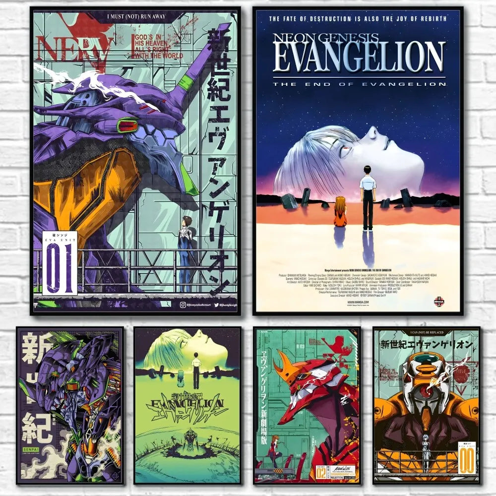 Anime N-Neon G-Genesis E-Evangelions Cooles Poster, klebrige Wandkunst, wasserdichte Heimdekoration