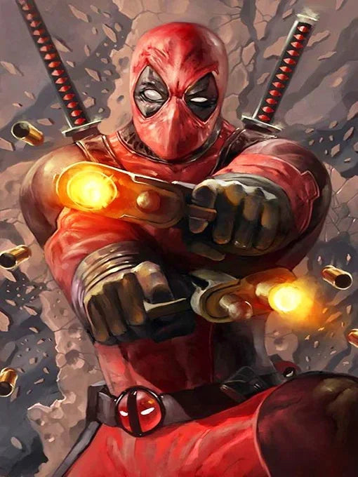 YOUQU Diamantmalerei Kunstfiguren Stickerei Kreuzstich „Deadpool“ Diamantmosaik Heimdekoration