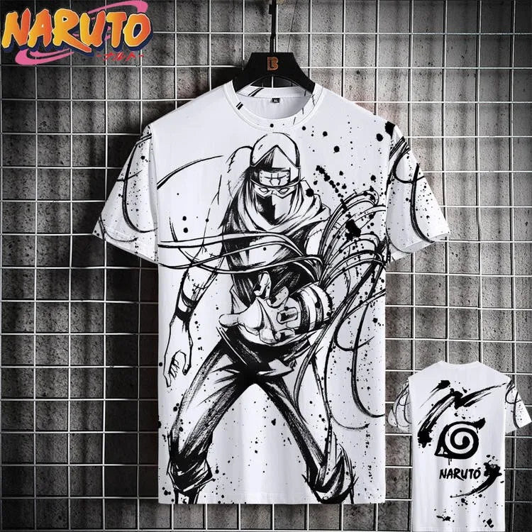 MINISO Men’s T-Shirt – Japanese Anime 3D Print Summer Casual Oversized Streetwear Tee