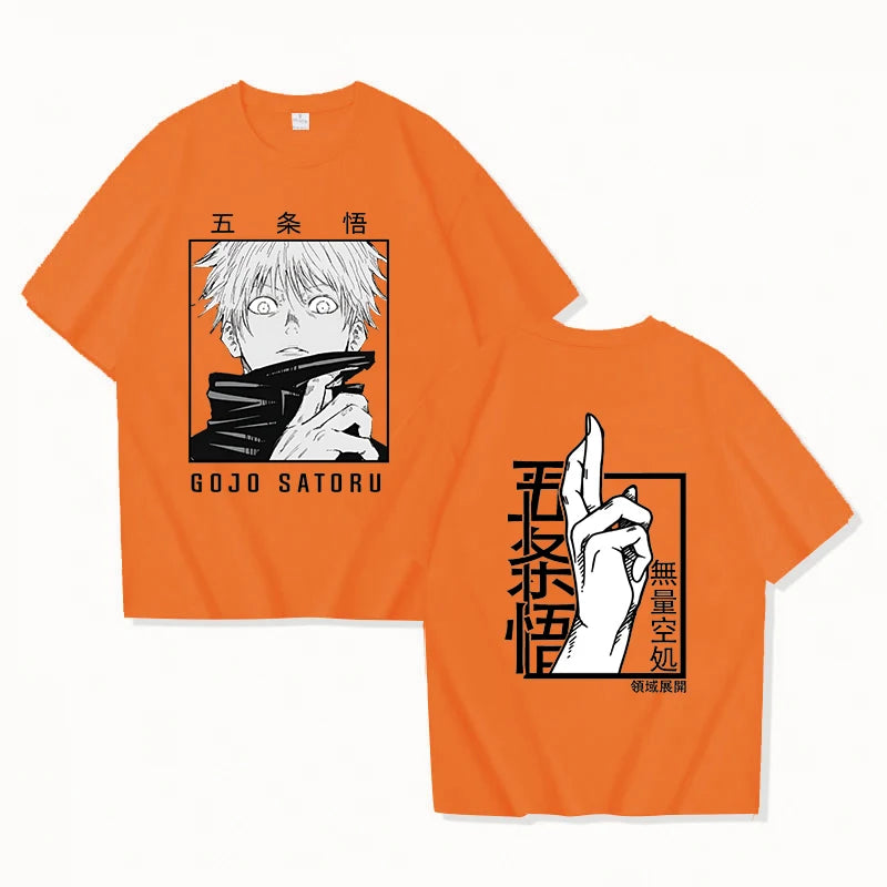 Anime Gojo Satoru Printed T-Shirt Loose Fit Y2K Harajuku Top