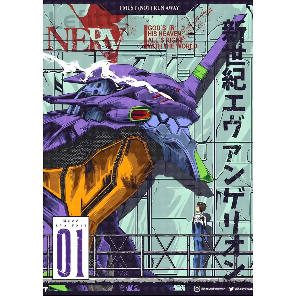 Anime N-Neon G-Genesis E-Evangelions Cooles Poster, klebrige Wandkunst, wasserdichte Heimdekoration