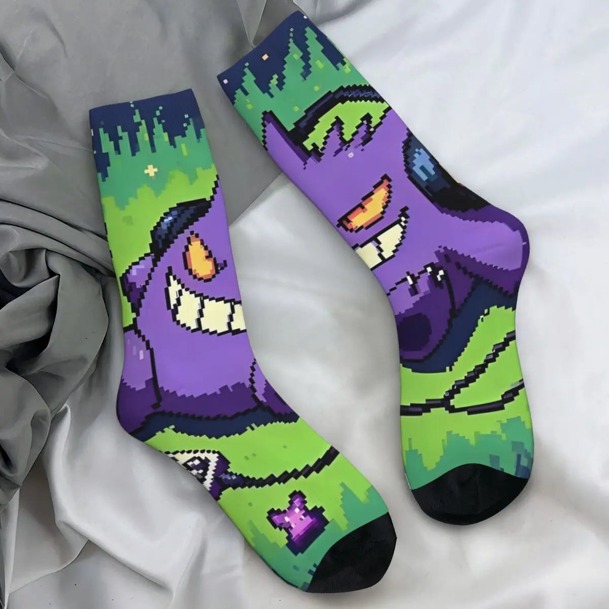 Japanische Anime Pokémon Gengar Socken – trendige, rutschfeste, atmungsaktive Radstrümpfe für Männer und Frauen
