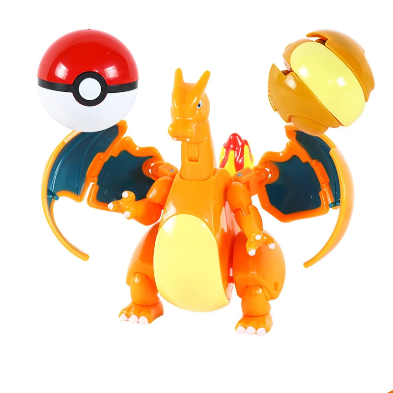 Verwandelnde Pokémon-Pokéball-Figuren – Pikachu, Glurak, Venusaurier, Blastoise, Mewtu, Gyarados, Solgaleo, Lunala und Evoli als Spielzeug