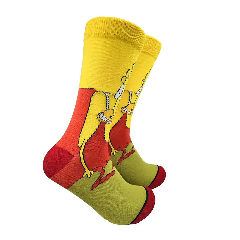 Modische Anime-Socken für Herren – Lustiger Hip-Hop-Stil mit hochwertigen Näh- und Cartoon-Mustern