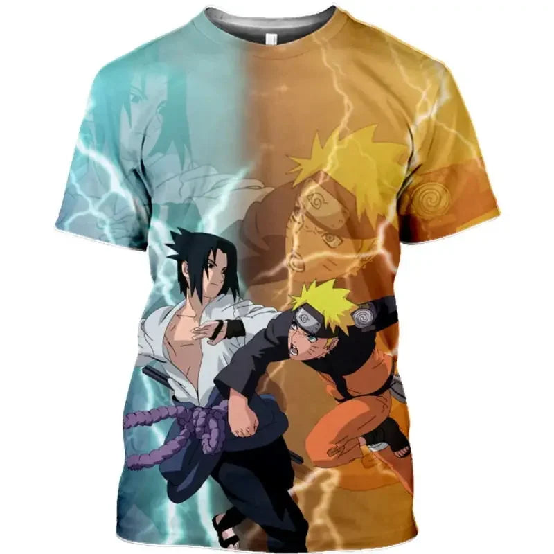 Naruto & Sasuke 3D Print T-Shirt Anime Short Sleeve