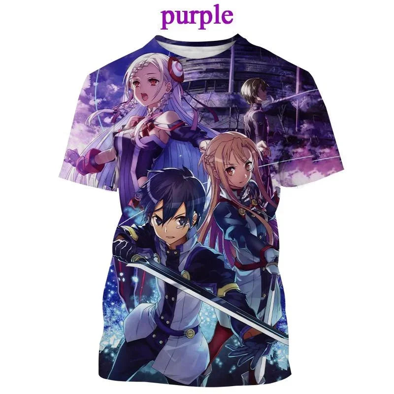 T-shirt Kirito & Asuna Sword Art Online Haut décontracté à manches courtes