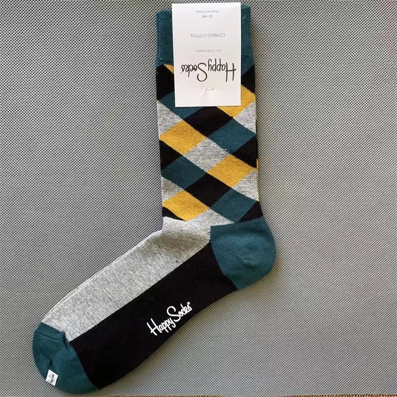 Diamond Check Happy Socks für Herren – Geometrische Sportsocken aus Baumwolle (Größe 41–46)