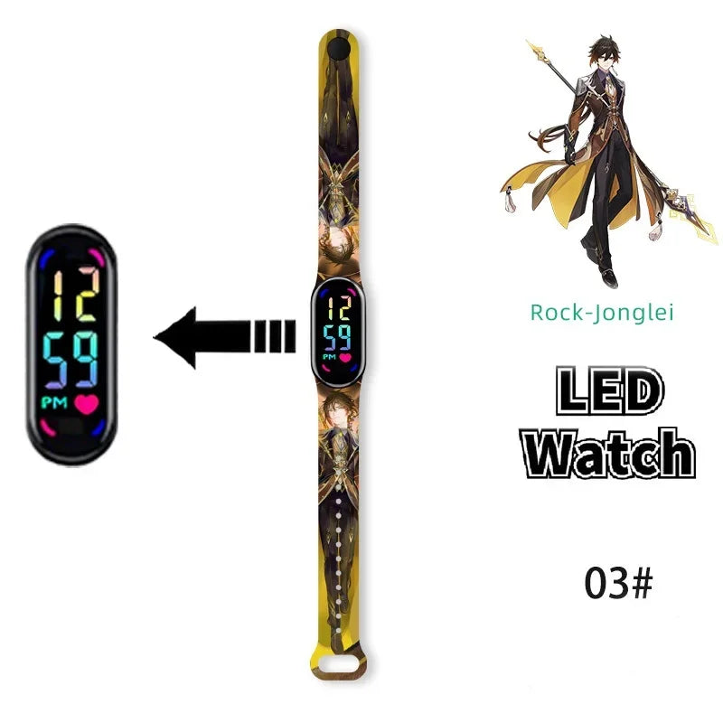 Pokémon & Demon Slayer LED-Uhr – Tanjirou & Nezuko Silikon-Touchscreen, wasserdicht, Sportgeschenk