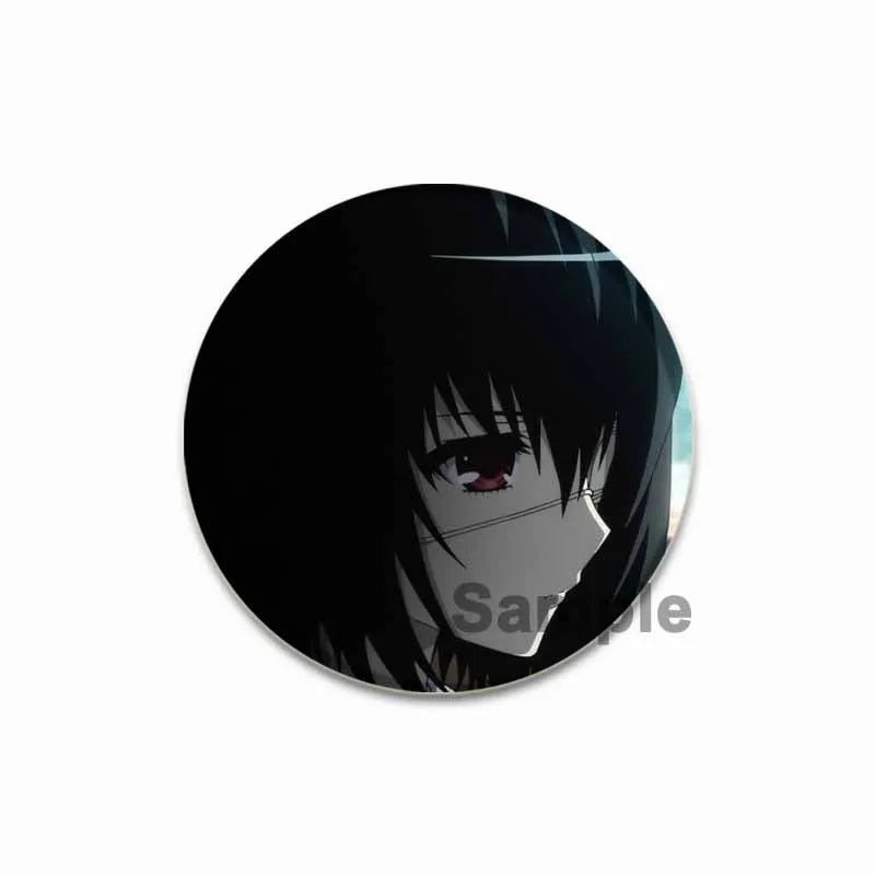 Anime Another Cartoon Character Mei Misaki Anstecknadel, kreative runde Brosche für Rucksack-Accessoires, Geschenke, 32/44/58 mm Größe