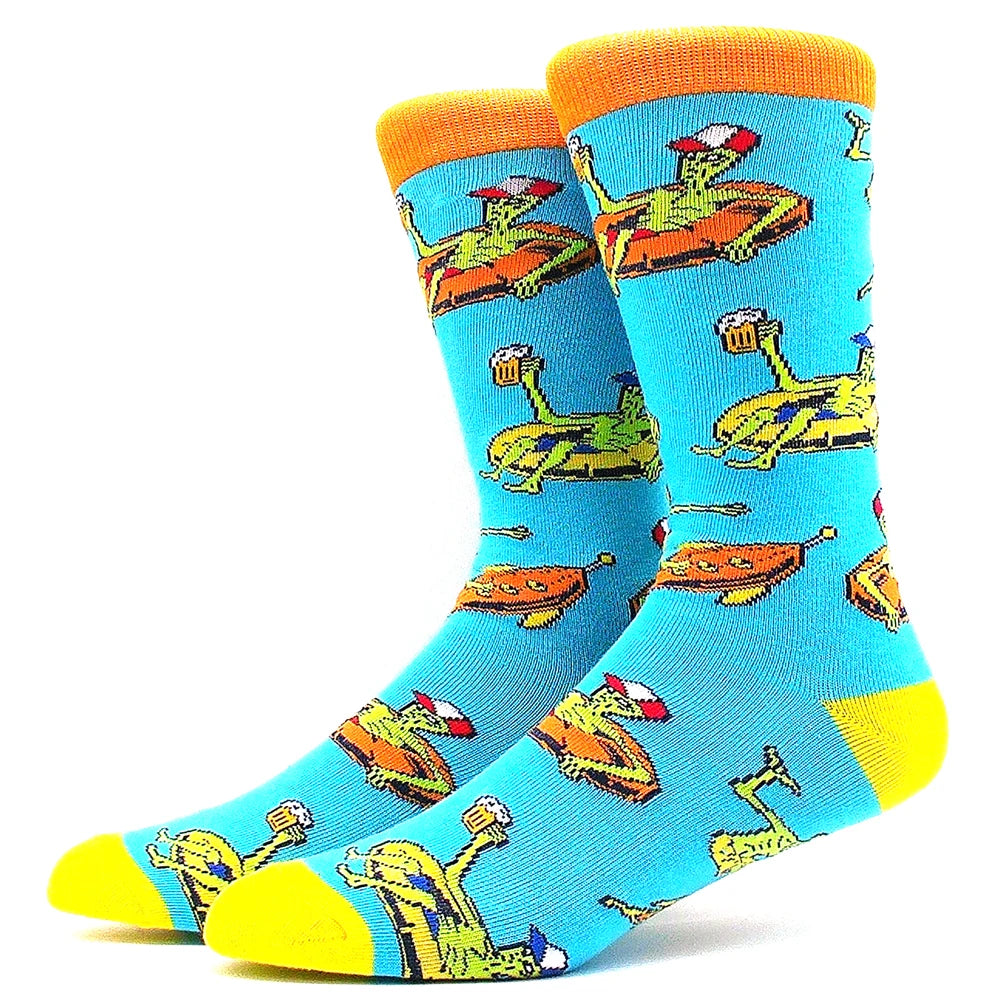 Lustige Alien- und Dinosauriersocken aus Baumwolle – Crazy Shark & Planet Designs