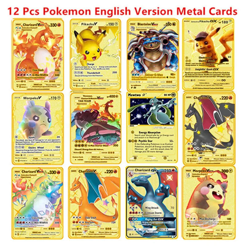 Pokemon Englische Metallkarte Anime-Sammelkarte Kinderspielzeug