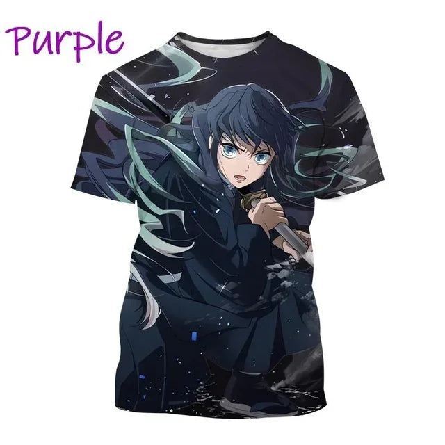 Demon Slayer 3D Print T-Shirt New Anime Fashion Harajuku Casual Street Tee