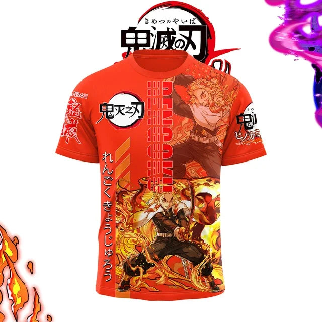 Demon Killer 3D Printed Unisex Short Sleeve T-Shirt Japanese Anime Street Fashion Breathable Top for Men