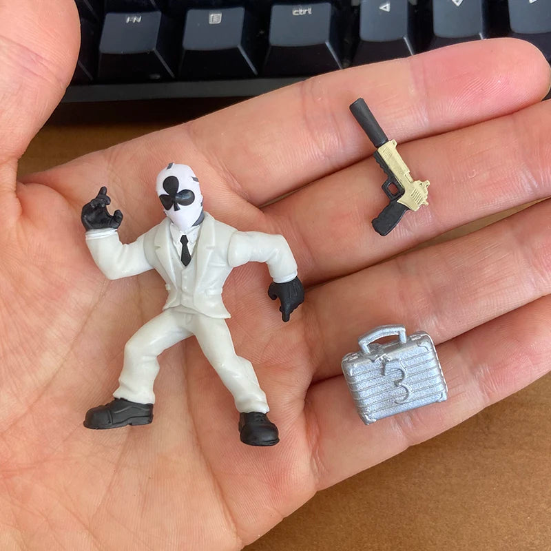 Kaufe 3 und erhalte 1 gratis – Fortnite-Actionfiguren mit Waffen und Werkzeugen (Peely, Skull Trooper, Fishstick, Blackheart)