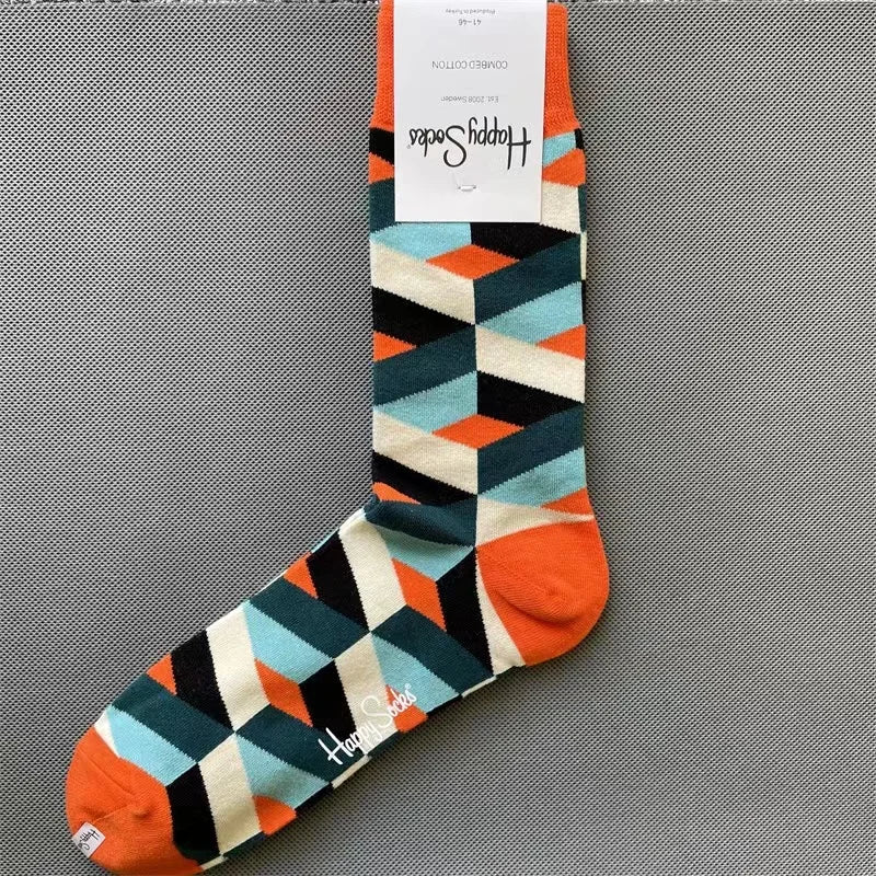 Diamond Check Happy Socks für Herren – Geometrische Sportsocken aus Baumwolle (Größe 41–46)