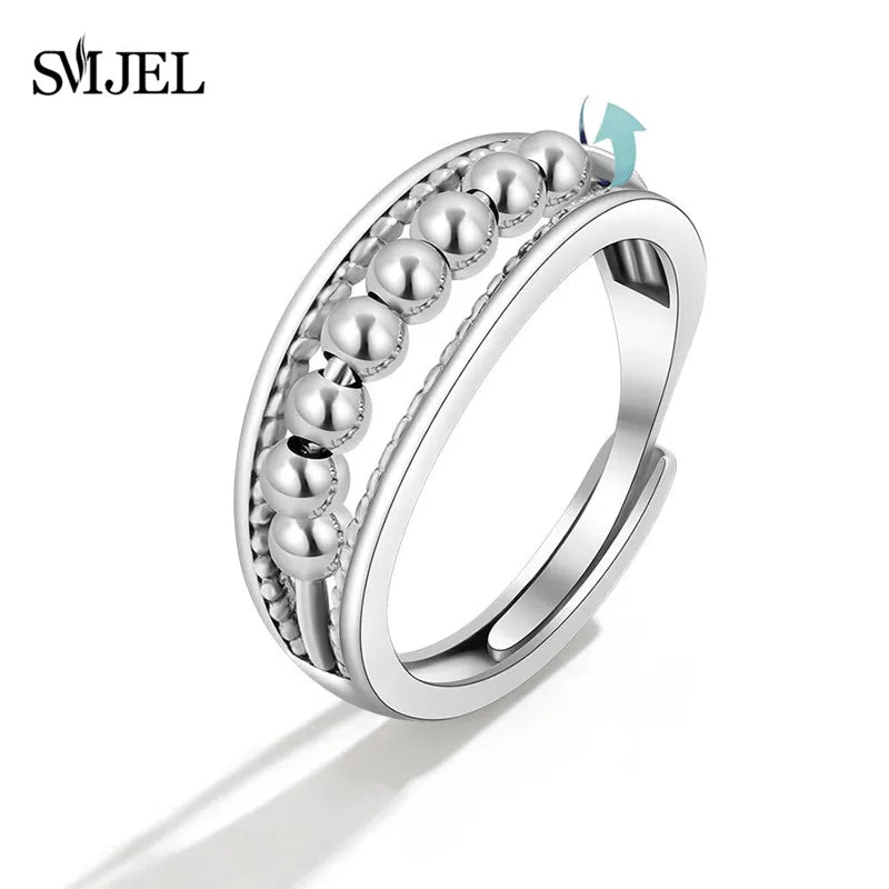 SMJEL Anti-Stress-Angst-Fidget-Spinner-Ring – verstellbarer rotierender Schmuck für Frauen | Entspannung und stilvolle Geschenke