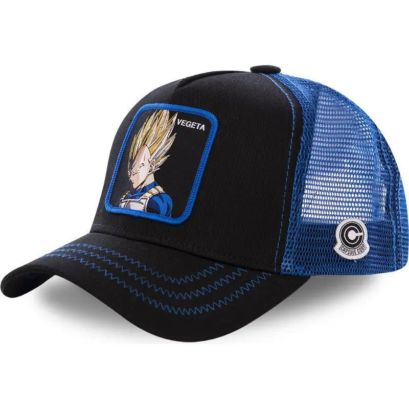 Dragon Ball Anime Son Goku Baseballkappe – verstellbare Trucker-Mütze aus Netzstoff