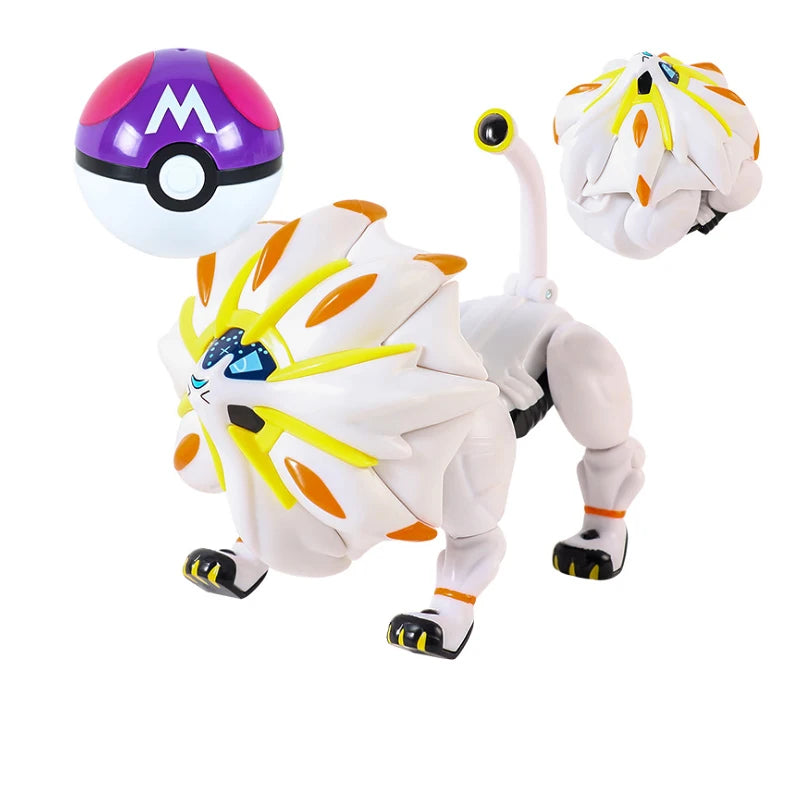 Verwandelnde Pokémon-Pokéball-Figuren – Pikachu, Glurak, Venusaurier, Blastoise, Mewtu, Gyarados, Solgaleo, Lunala und Evoli als Spielzeug