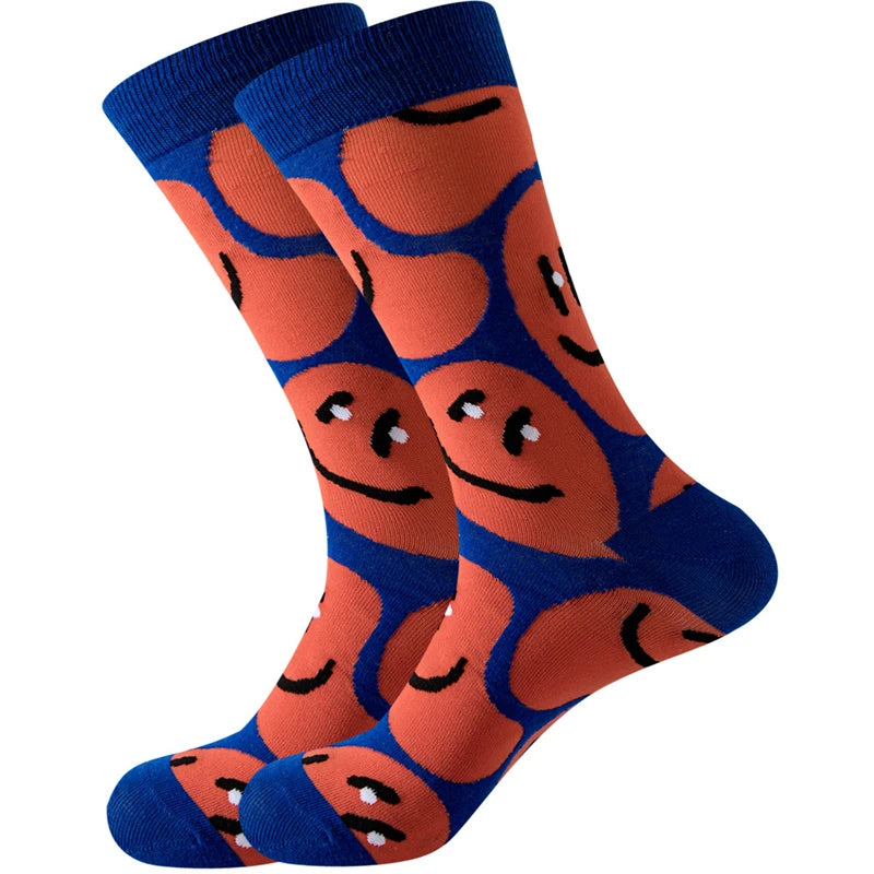 Neuartige Baumwollsocken mit Cartoon-Motiv für Herren 2023 Boxing Dollars Schachbretter Tier Große Größe Lange Socken