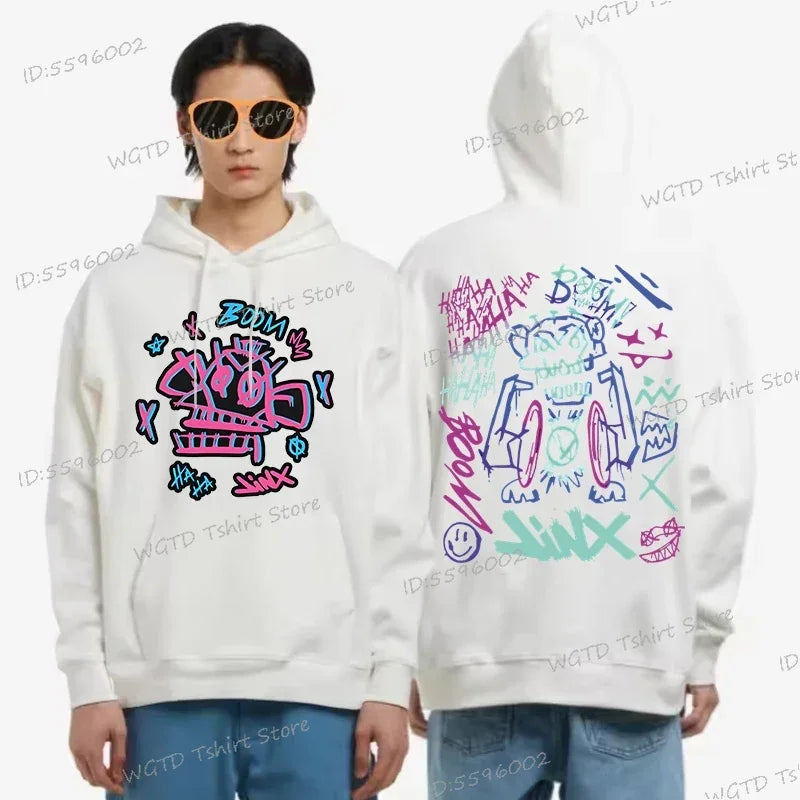 Arcane Jinx Anime Hoodie – Lässiger Pullover für Männer und Frauen, Streetwear für Spieleliebhaber und Fans