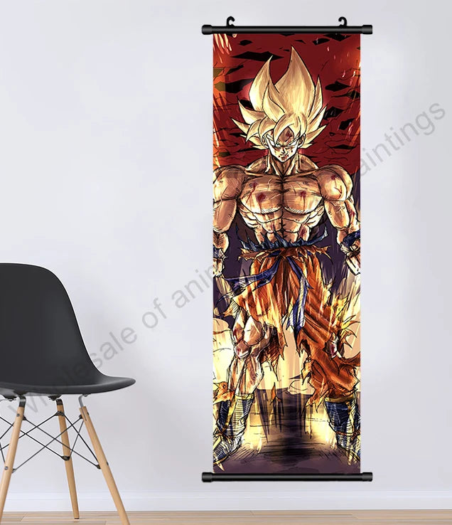 Canvas Hanging Scrolls Poster Home Decor JK Anime Print Dragon Ball Z
