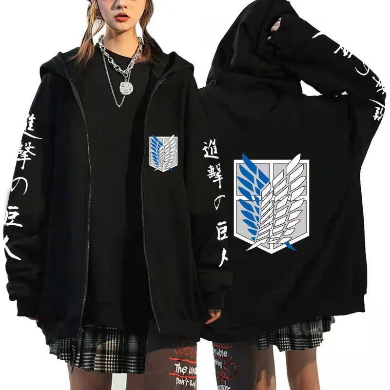 Attack on Titan Anime Hoodie mit Reißverschluss – Europäischer und amerikanischer Sportmantel, Rollenspielkleid für Herren