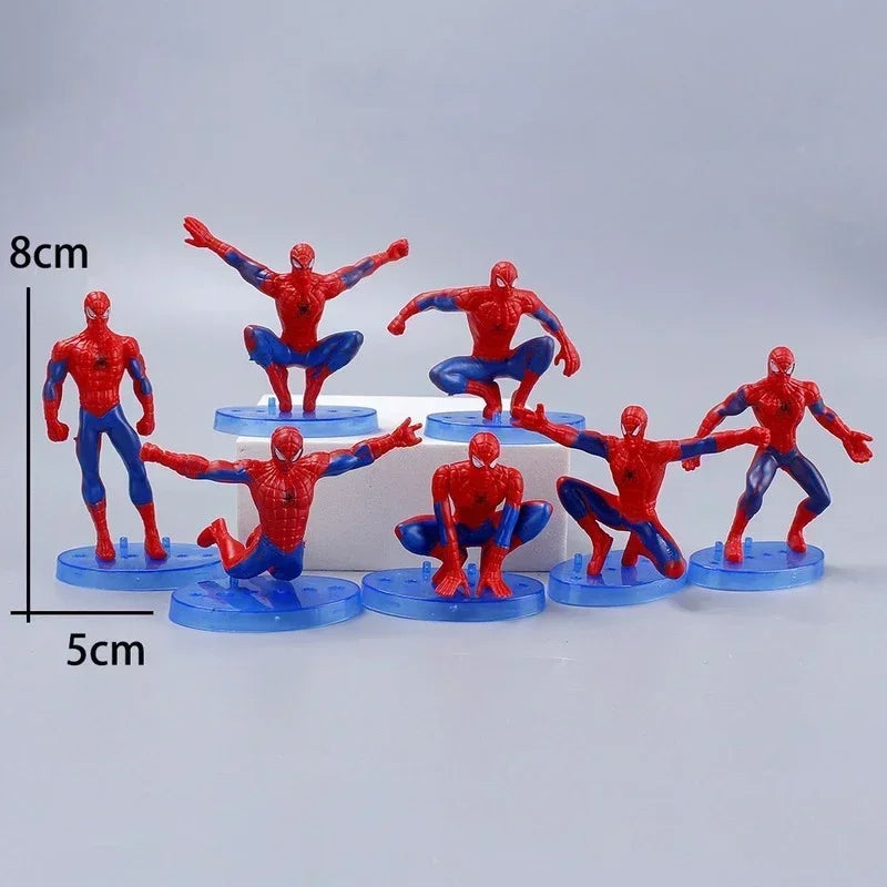 7pcs/Set Disney Spiderman Action Figure Model Toys Anime Avengers 8-10cm