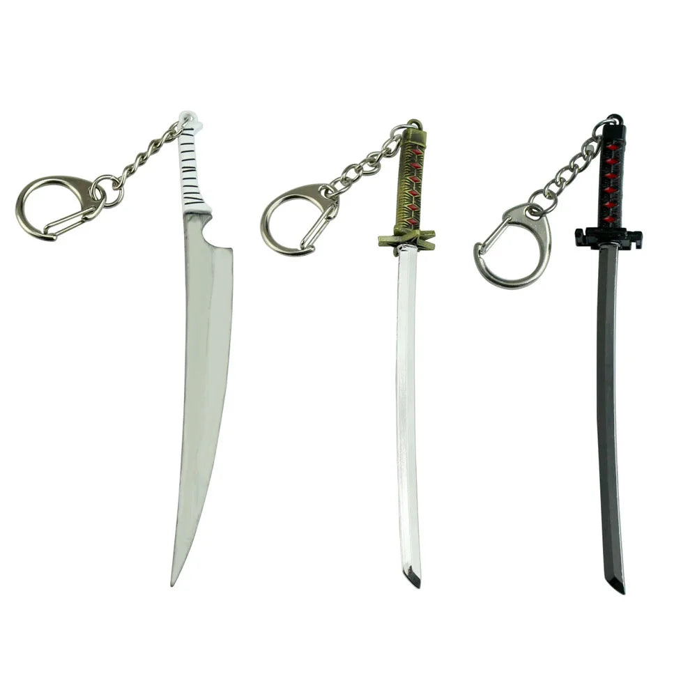 Bleach Anime-Halsketten- und Schlüsselanhänger-Set – Zangetsu Zanpakuto-Schwert und Hitsugaya Toshiro Katana-Zubehör