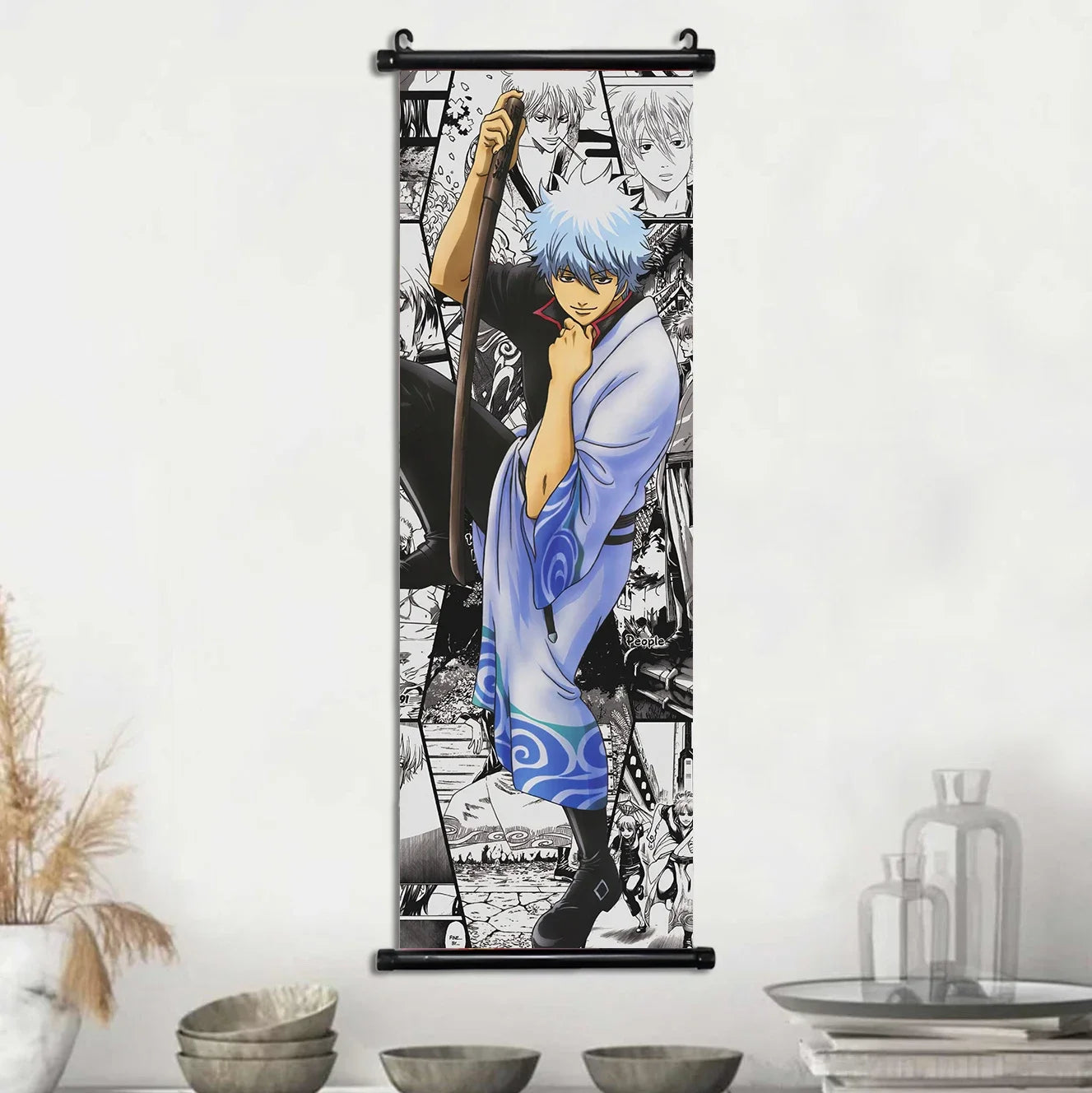 Gintama Gintoki Hanging Scroll Canvas Wall Painting Home Decor Anime Poster Wall Art