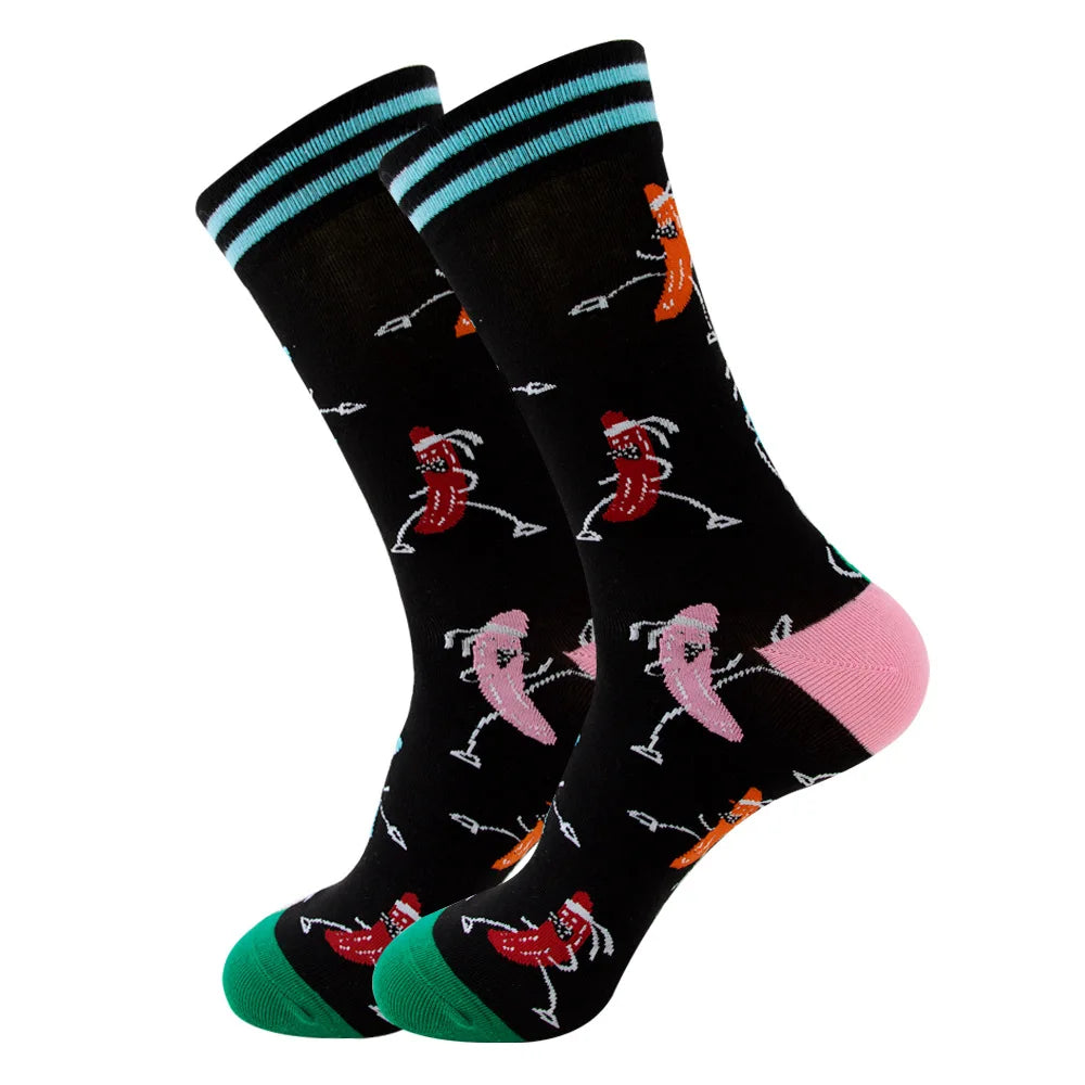 Neuartige Cartoon-Socke aus gekämmter Baumwolle, lustige Crew-Hip-Hop-Socken, dicke lange Socken