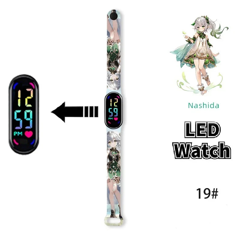 Pokémon & Demon Slayer LED-Uhr – Tanjirou & Nezuko Silikon-Touchscreen, wasserdicht, Sportgeschenk