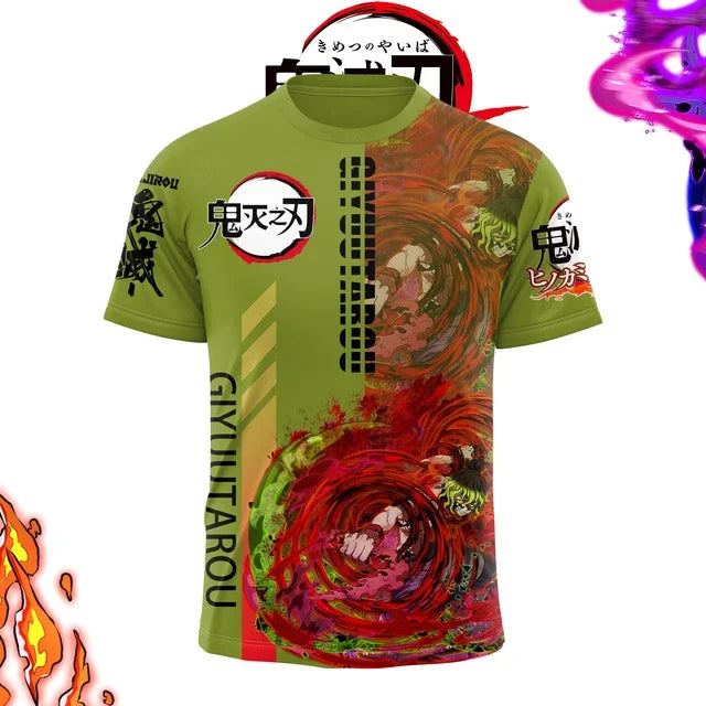Demon Killer 3D Printed Unisex Short Sleeve T-Shirt Japanese Anime Street Fashion Breathable Top for Men