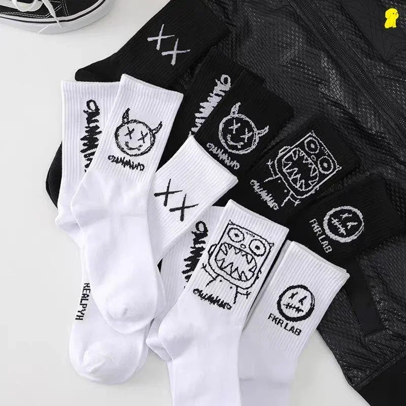Anime Devil Grimace Socken – Baumwolle Harajuku Graffiti Langer Hip-Hop-Stil