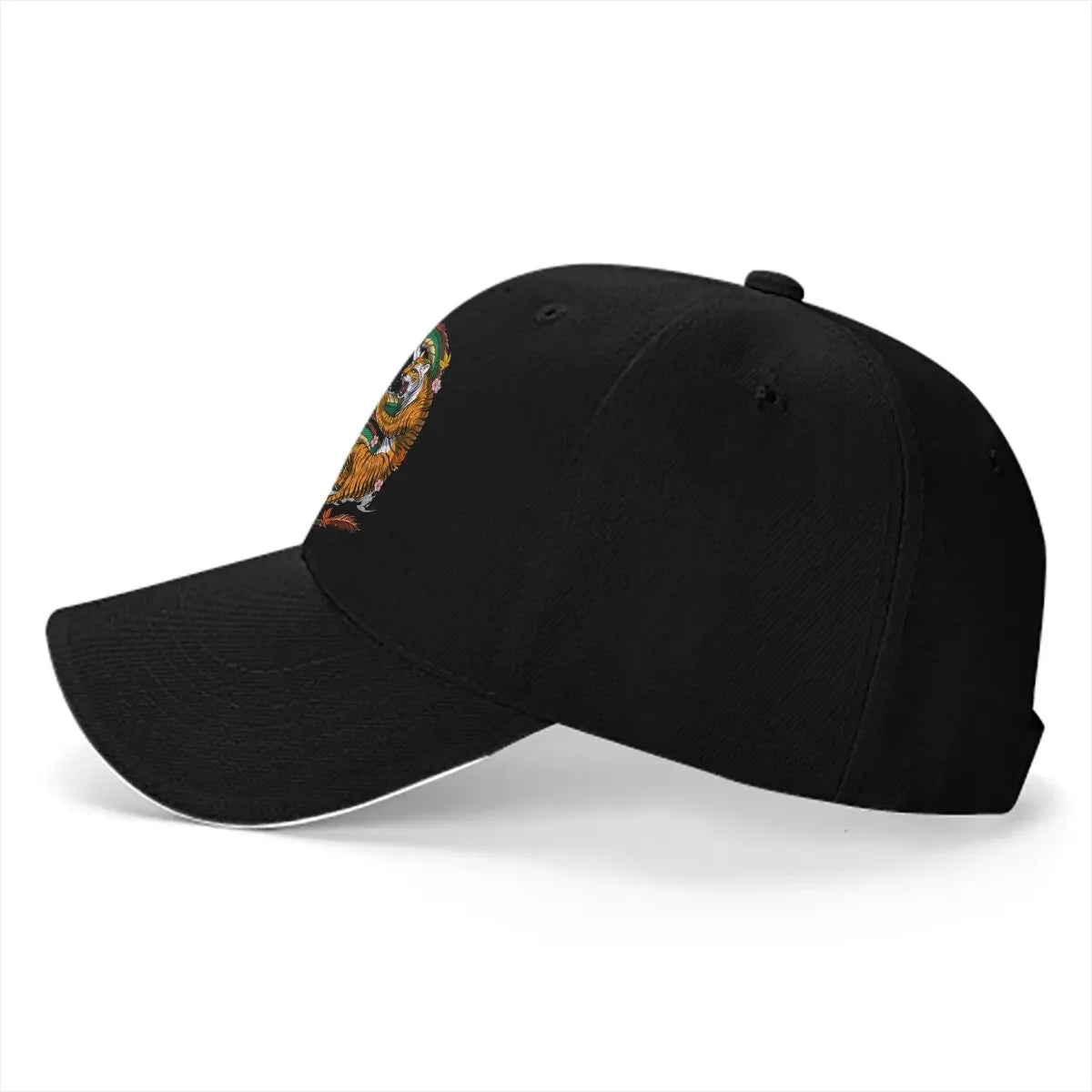 Pure Color Dad Hat – Japanische Drachen- und Tiger-Kampf-Baseballmütze mit YinYang-Design