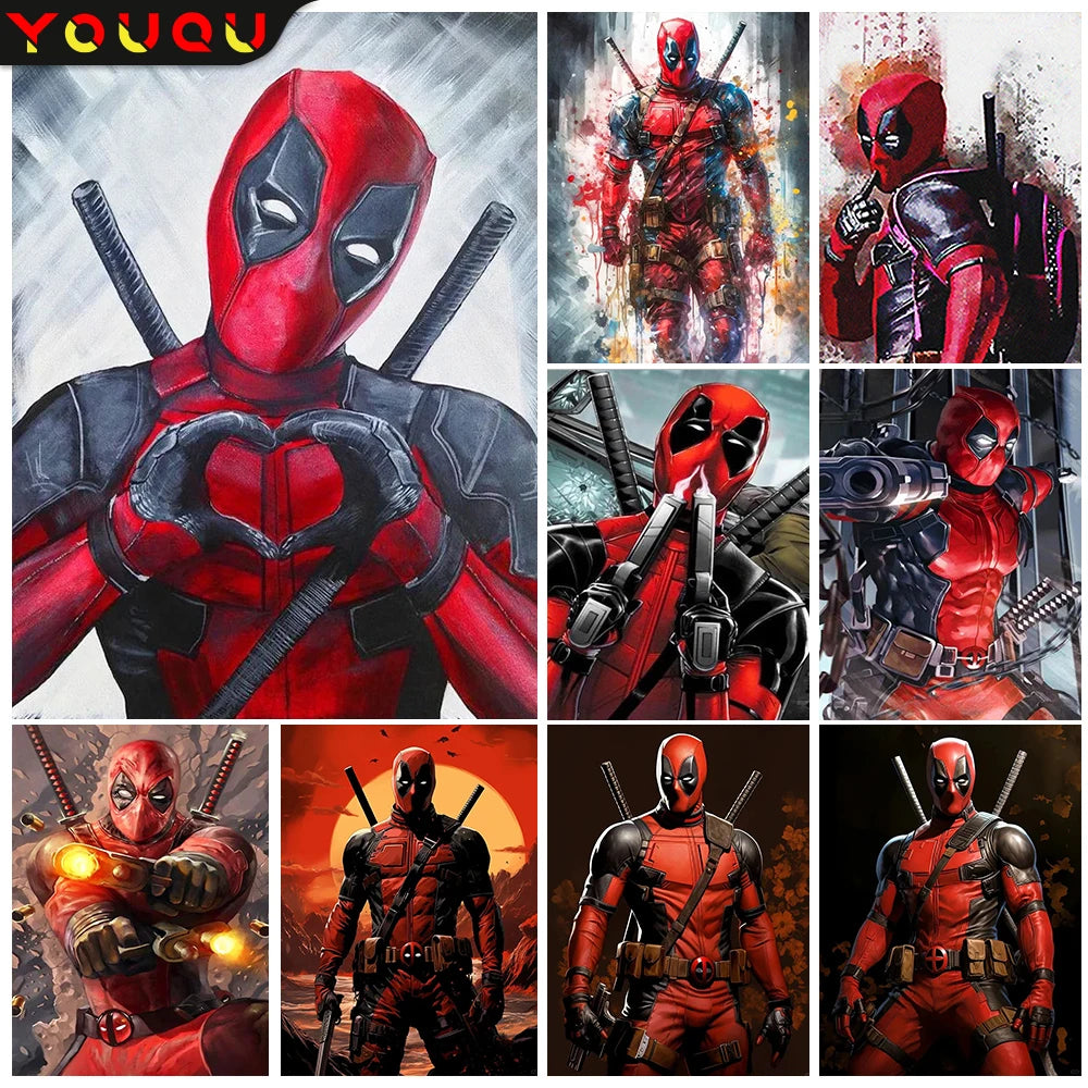 YOUQU Diamantmalerei Kunstfiguren Stickerei Kreuzstich „Deadpool“ Diamantmosaik Heimdekoration