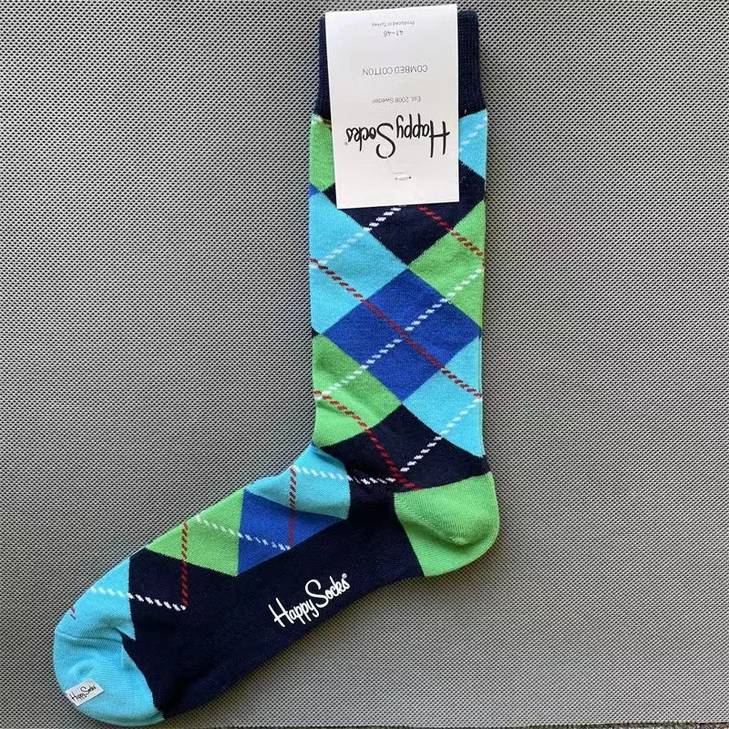 Diamond Check Happy Socks für Herren – Geometrische Sportsocken aus Baumwolle (Größe 41–46)