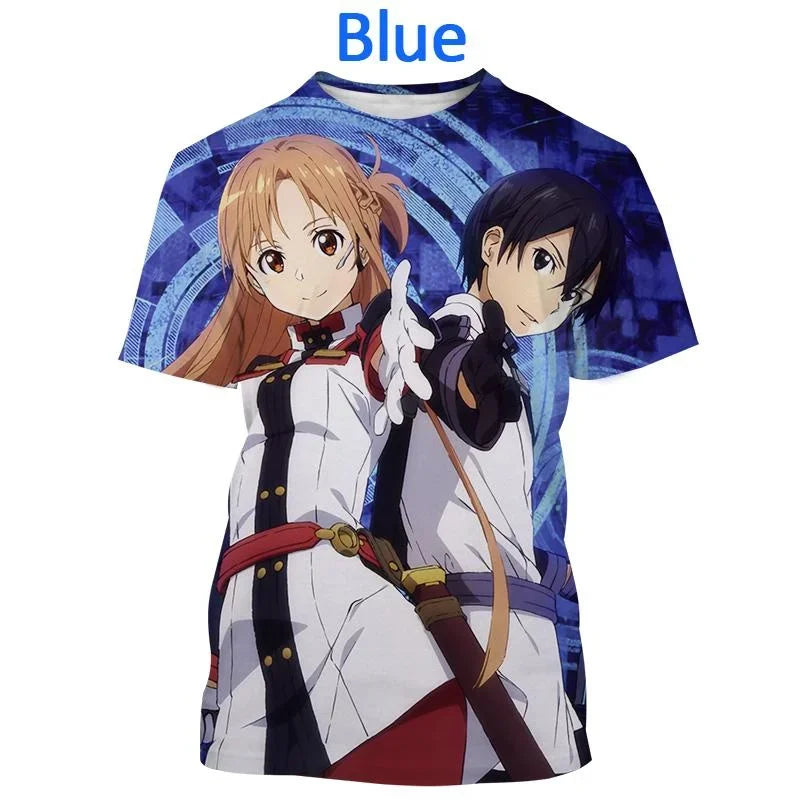 T-shirt Kirito & Asuna Sword Art Online Haut décontracté à manches courtes