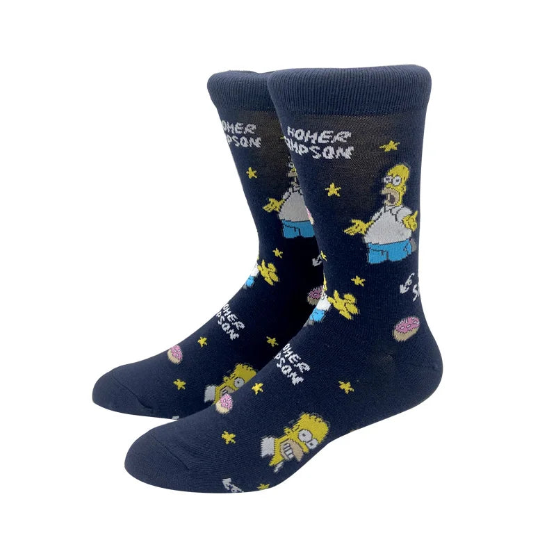 1 Pair The Simpsons Harajuku Socks – Cartoon Middle Tube Cotton for Men & Women